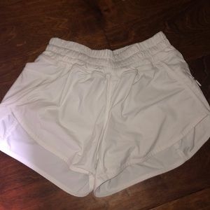 White Lululemon tracker shorts